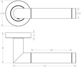Technical drawing of of Frelan - Mitred Handle on Rose Polished Chrome/Satin Chrome Sku. JV435PCSC