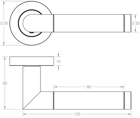 Technical drawing of of Frelan - Mitred Handle on Rose Polished Chrome/Satin Chrome Sku. JV435PCSC