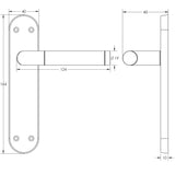Technical drawing of of Frelan - Mitred Suite Door Handle on Latchplate Polished Chrome/Satin Chrome Sku. JV437PCSC