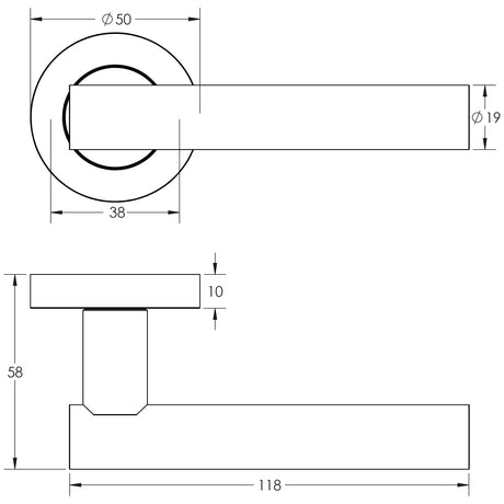 Technical drawing of of Frelan - Petra Door Handles Satin Chrome Sku. JV508SC