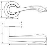 Technical drawing of of Frelan - Gamma Door Handles Polished Chrome Sku. JV509PC