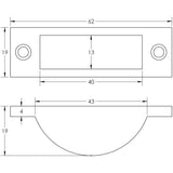 Technical drawing of of Frelan - Jedo Zinc Easy Clean Bolt Socket 63x20mm Satin Chrome Sku. JV5641SC