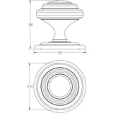 Technical drawing of of Frelan - Jedo Sloane Centre Door Knobs 102mm Polished Chrome Sku. JV57PC