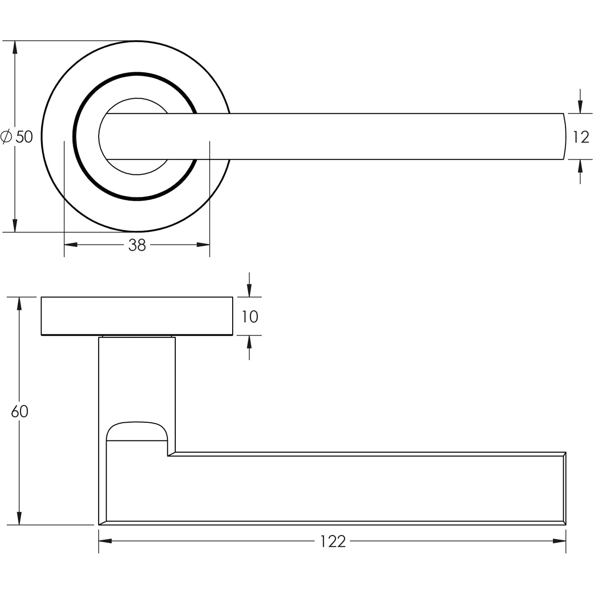 Frelan - Jet Lever on Round Rose - Matt Black