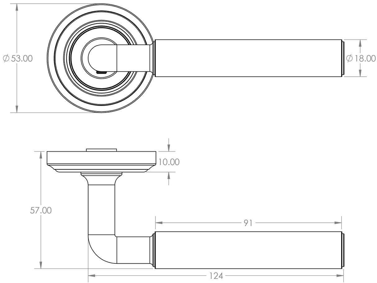 Technical drawing of of Frelan - Elise Door Handle on Rose Satin Nickel Sku. JV650SN