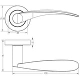Technical drawing of of Frelan - Monaco Door Handle on Rose Satin Chrome Sku. JV690SC