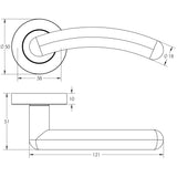 Technical drawing of of Frelan - Mailand Door Handles Satin Chrome Sku. JV710SC