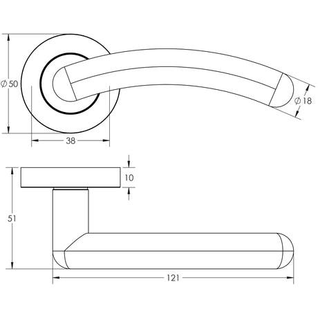 Technical drawing of of Frelan - Mailand Door Handles Satin Chrome Sku. JV710SC