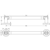 Technical drawing of of Frelan - Jedo Lydia Pull Handles 305mm Polished Chrome / Satin Chrome Sku. JV792PCSC