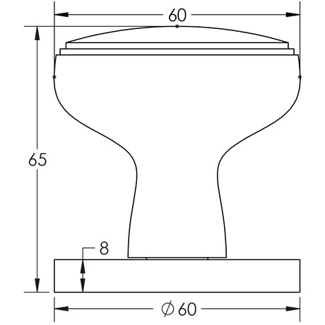 Technical drawing of of Frelan - Classic Matt Black Mortice Knob Sku. JV801MB