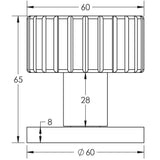 Technical drawing of of Frelan - Cog Satin Brass Mortice Knob Sku. JV803SB