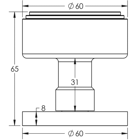 Technical drawing of of Frelan - Step Satin Nickel Mortice Knob Sku. JV804SN