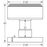 Technical drawing of of Frelan - Step Black Mortice Knob Sku. JV804MB