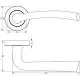 Technical drawing of of Frelan - Opal Door Handle on Rose Satin Chrome Sku. JV844SC