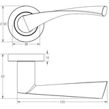 Technical drawing of of Frelan - Comet Door Handle on Rose Satin Nickel Sku. JV845SN