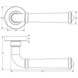 Technical drawing of of Frelan - Classic Matt Black Lever on rose Sku. JV847MB