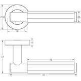 Technical drawing of of Frelan - Bloom Matt Black Lever on Rose Sku. JV848MB