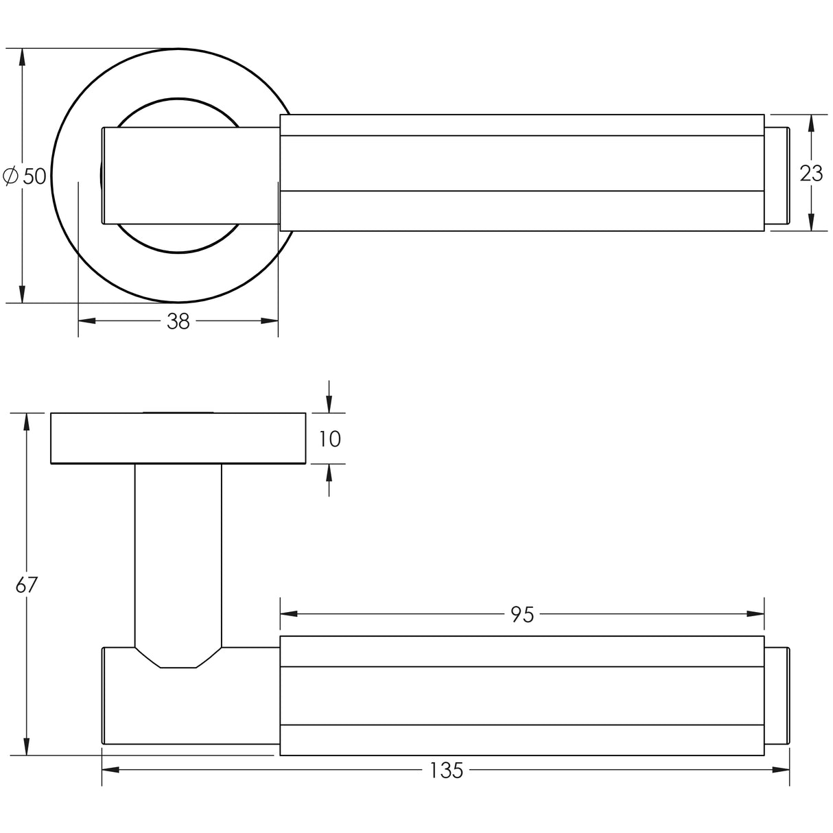 Technical drawing of of Frelan - Bloom Polished Chrome Lever on rose Sku. JV848PC