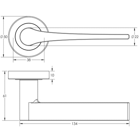 Technical drawing of of Frelan - Gio Door Handles in Polished Chrome Sku. JV851PC