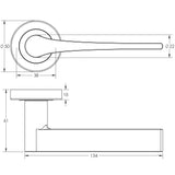 Technical drawing of of Frelan - Gio Door Handle in Satin Brass Sku. JV851SB
