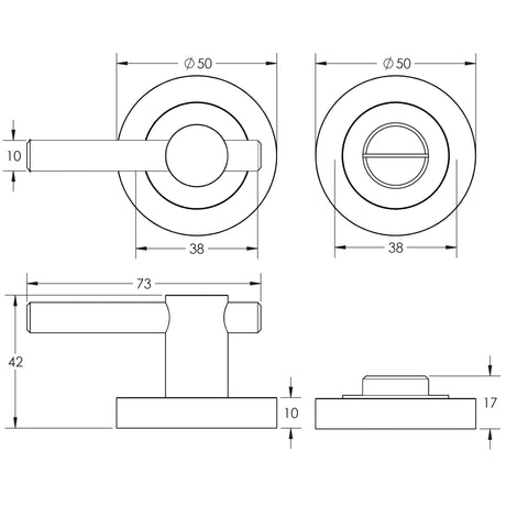 Technical drawing of of Frelan - Jedo Black Easy Thumb Turn & Lock Sku. JV856MB