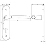 Technical drawing of of Frelan - Lorenzo Kontrax Suite Door Handle on Lockplate Polished Chrome/Satin Chrome Sku. JV862PCSC