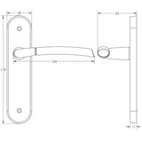 Technical drawing of of Frelan - Lorenzo Kontrax Suite Door Handle on Latchplate Polished Chrome/Satin Chrome Sku. JV863PCSC