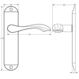 Technical drawing of of Frelan - Broadway Suite Door Handle on Latchplate Polished Chrome Sku. JV921PC