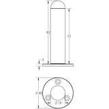 Technical drawing of of Frelan - Jedo Cylinder Wall Mounted Door Stop on Rose 75mm Polished Chrome Sku. JV9551BPC