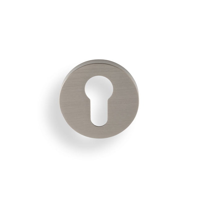 High quality image of Valli Euro Profile Push-on Round Rosette Escutcheon - Satin Nickel PVD| Sku. K1101SNPVD |Trade Door Handles.