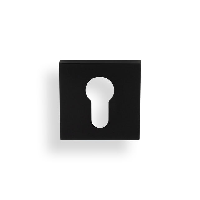 High quality image of Valli Euro Profile Push-on Square Rosette Escutcheon - Matt Black PVD| Sku. K1101SQMBPVD |Trade Door Handles.