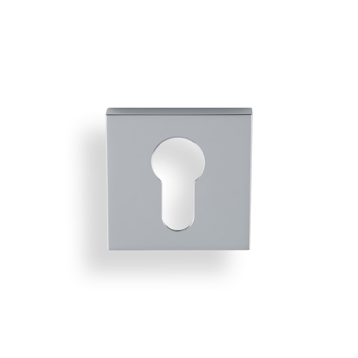 High quality image of Valli Euro Profile Push-on Square Rosette Escutcheon - Polished Chrome PVD| Sku. K1101SQPCPVD |Trade Door Handles.