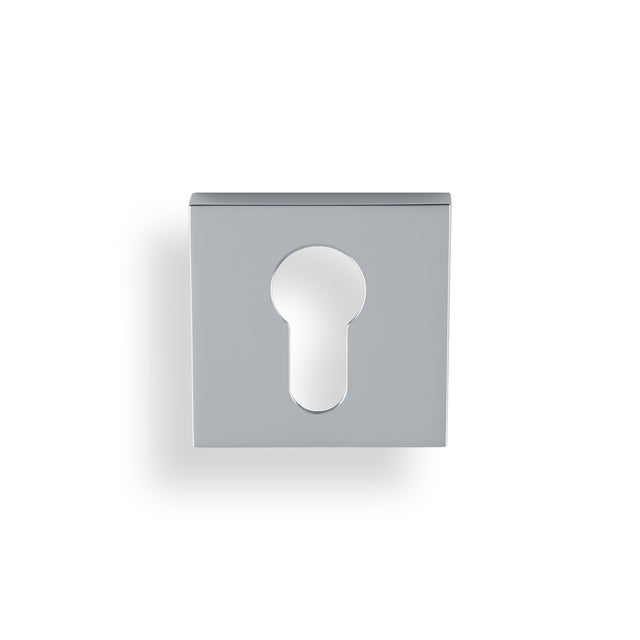 High quality image of Valli Euro Profile Push-on Square Rosette Escutcheon - Polished Chrome PVD| Sku. K1101SQPCPVD |Trade Door Handles.