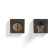 High quality image of Valli Turn & Release Push-on Square Rosette - Antique Brass| Sku. K1104SQAB |Trade Door Handles.