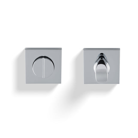 High quality image of Valli Turn & Release Push-on Square Rosette - Polished Chrome PVD| Sku. K1104SQPCPVD |Trade Door Handles.