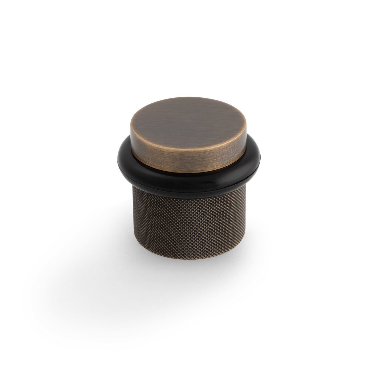 High quality image of Valli 38 x 35mm - Floor Mounted Knurled Doorstop - Concealed Fix - Antique Brass| Sku. K1301AB |Trade Door Handles.