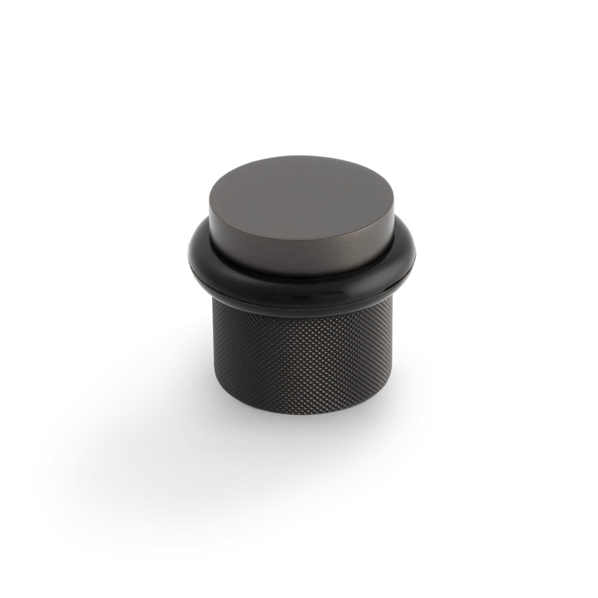 High quality image of Valli 38 x 35mm - Floor Mounted Knurled Doorstop - Concealed Fix - Dark Bronze PVD| Sku. K1301EDPVD |Trade Door Handles.