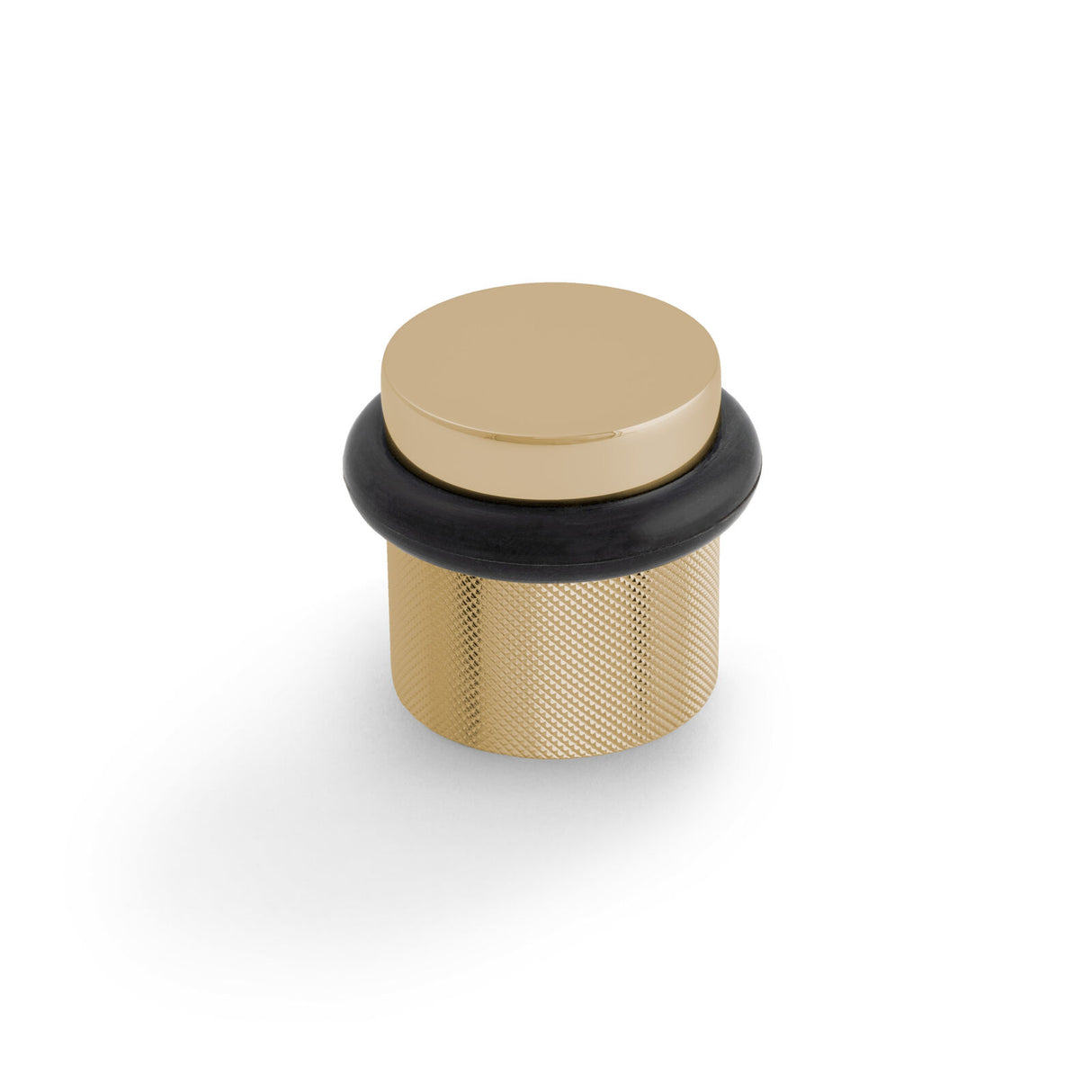 Valli 38 x 35mm - Floor Mounted Knurled Doorstop - Concealed Fix - Polished Brass PVD