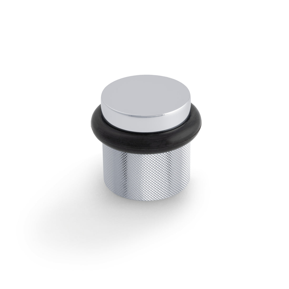 High quality image of Valli 38 x 35mm - Floor Mounted Knurled Doorstop - Concealed Fix - Polished Chrome PVD| Sku. K1301PCPVD |Trade Door Handles.