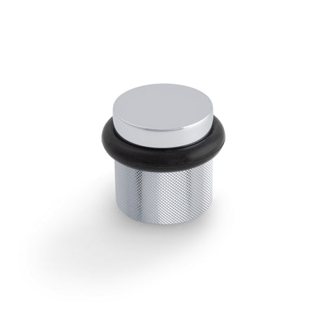 High quality image of Valli 38 x 35mm - Floor Mounted Knurled Doorstop - Concealed Fix - Polished Chrome PVD| Sku. K1301PCPVD |Trade Door Handles.