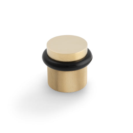 High quality image of Valli 38 x 35mm - Floor Mounted Knurled Doorstop - Concealed Fix - Satin Brass PVD| Sku. K1301SBPVD |Trade Door Handles.