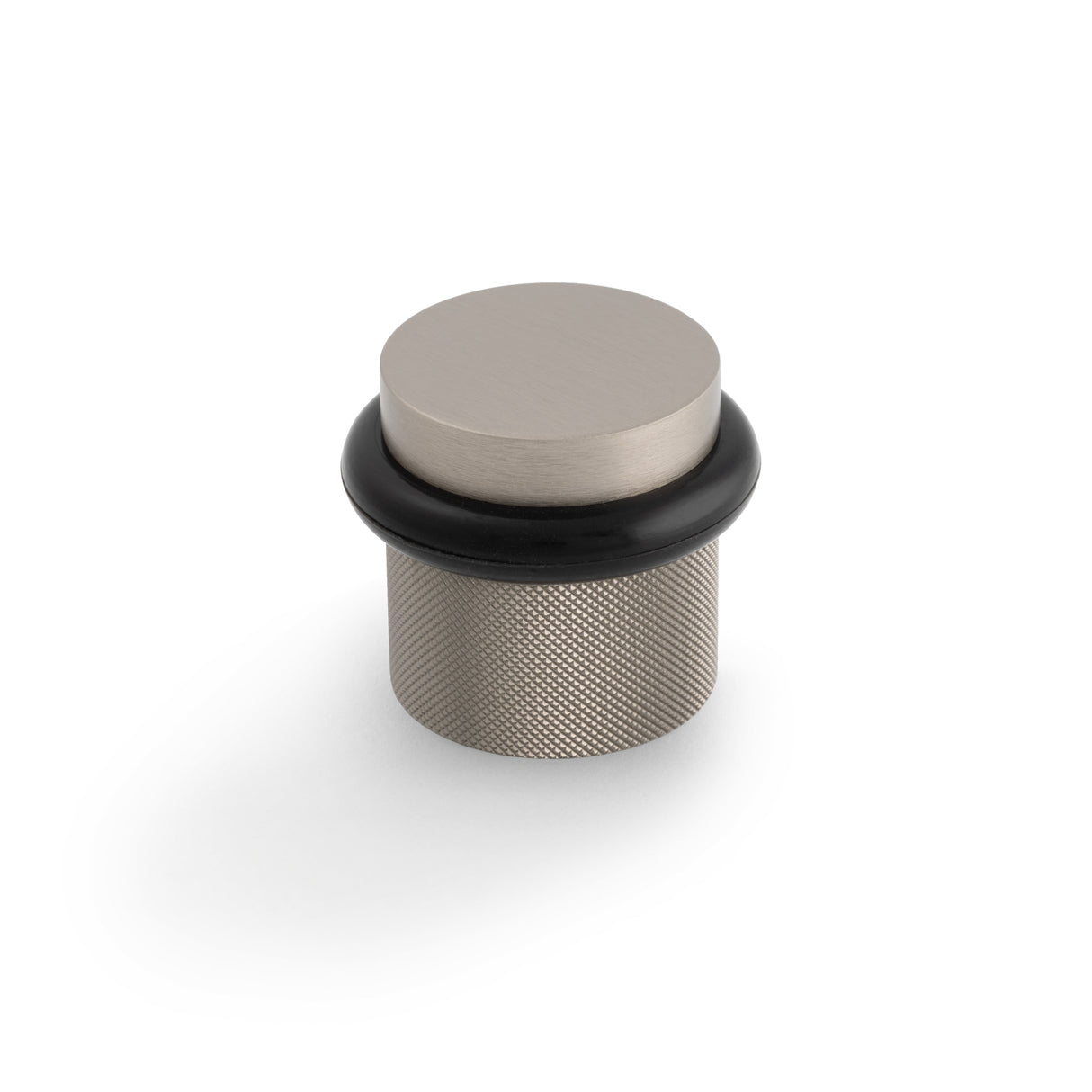 High quality image of Valli 38 x 35mm - Floor Mounted Knurled Doorstop - Concealed Fix - Satin Nickel PVD| Sku. K1301SNPVD |Trade Door Handles.