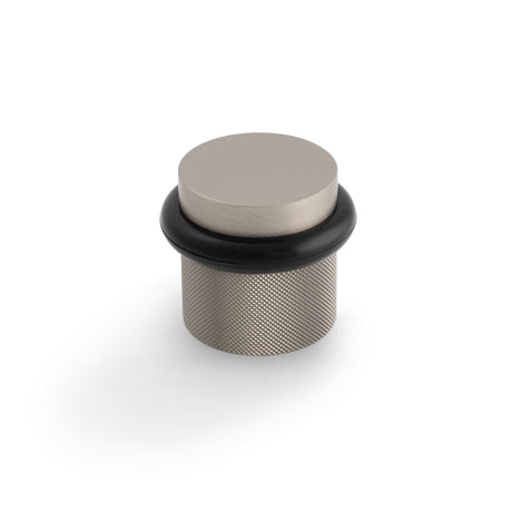 High quality image of Valli 38 x 35mm - Floor Mounted Knurled Doorstop - Concealed Fix - Satin Nickel PVD| Sku. K1301SNPVD |Trade Door Handles.