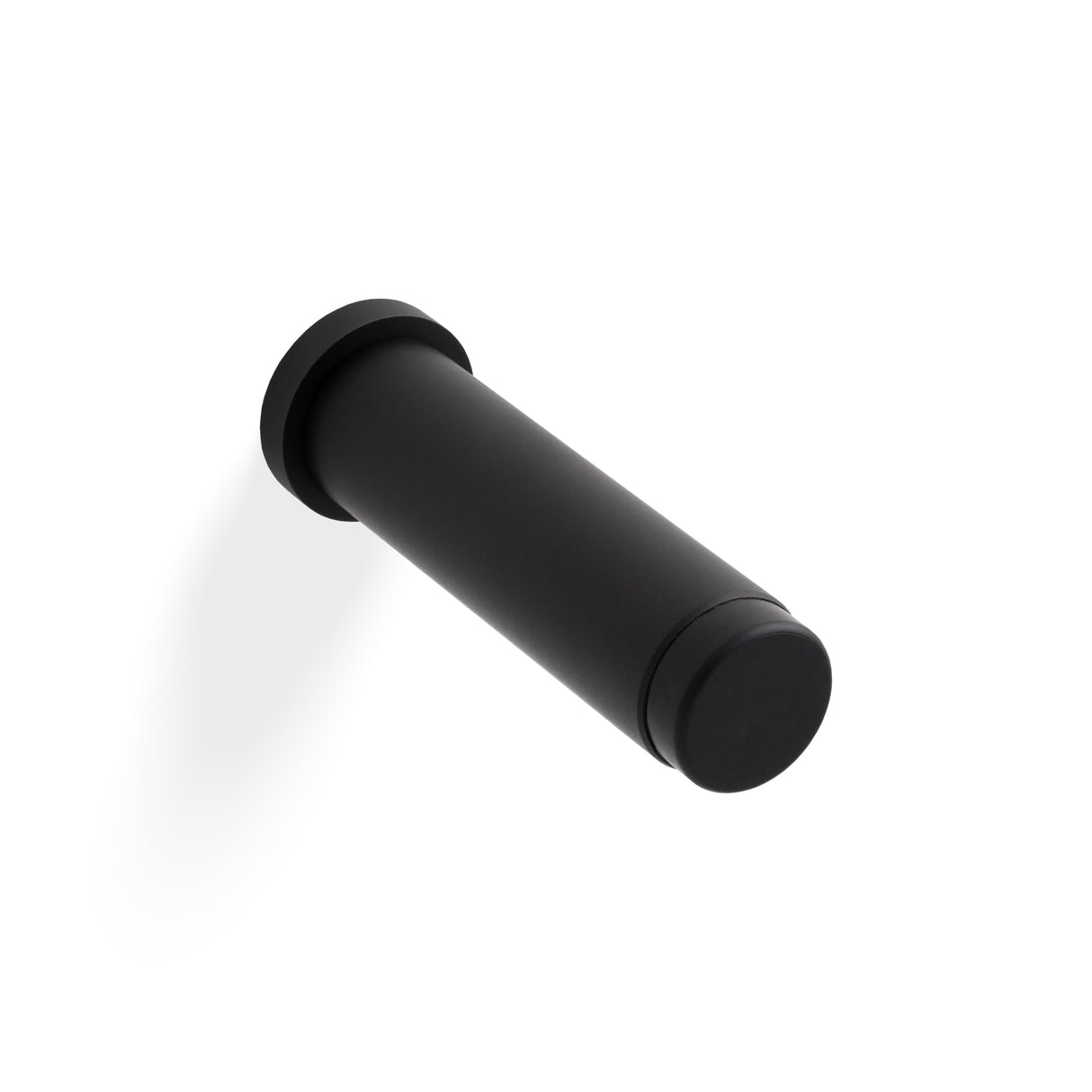 High quality image of Valli 76 x 20mm - Wall Mounted Plain Doorstop on Rose - Concealed Fix - Matt Black PVD| Sku. K1400MBPVD |Trade Door Handles.