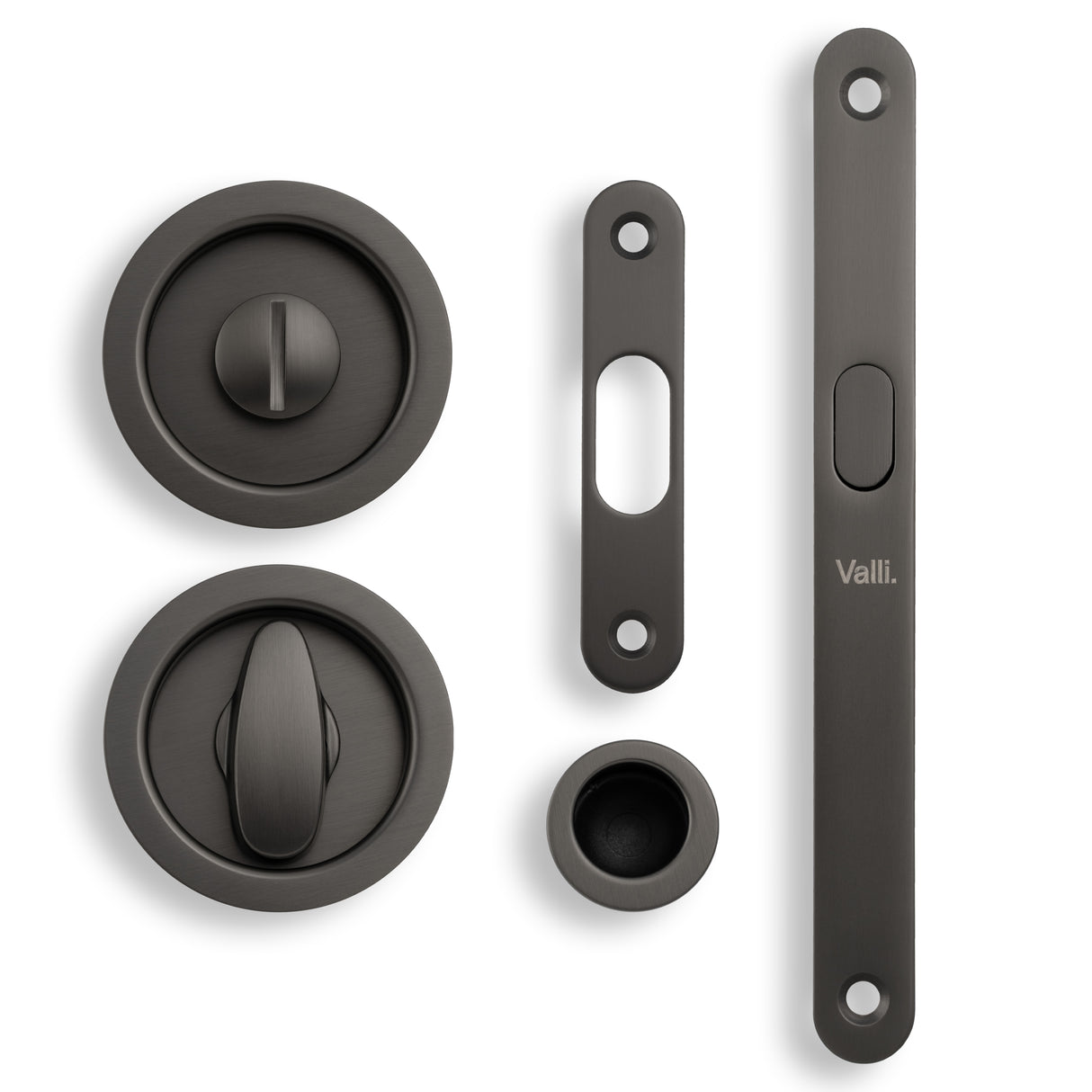 High quality image of Valli Radius Sliding Door Set - Dark Bronze PVD| Sku. K1500EDPVD |Trade Door Handles.