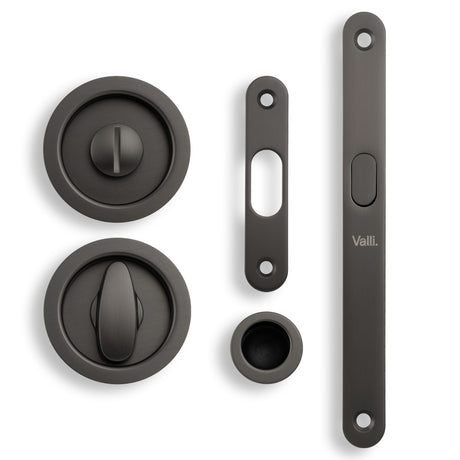 High quality image of Valli Radius Sliding Door Set - Dark Bronze PVD| Sku. K1500EDPVD |Trade Door Handles.