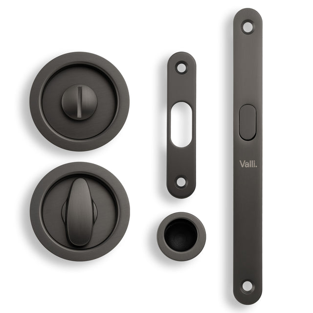 High quality image of Valli Radius Sliding Door Set - Dark Bronze PVD| Sku. K1500EDPVD |Trade Door Handles.