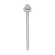 This is an image of Timco - Metal Construction Light Section Screws - Hex - EPDM Washer - Self-Drilling - Exterior - Silver Organic 5.5 x 100mm - (100 PCS Box) L100W16B