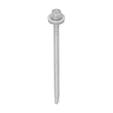This is an image of Timco - Metal Construction Light Section Screws - Hex - EPDM Washer - Self-Drilling - Exterior - Silver Organic 5.5 x 100mm - (100 PCS Box) L100W16B