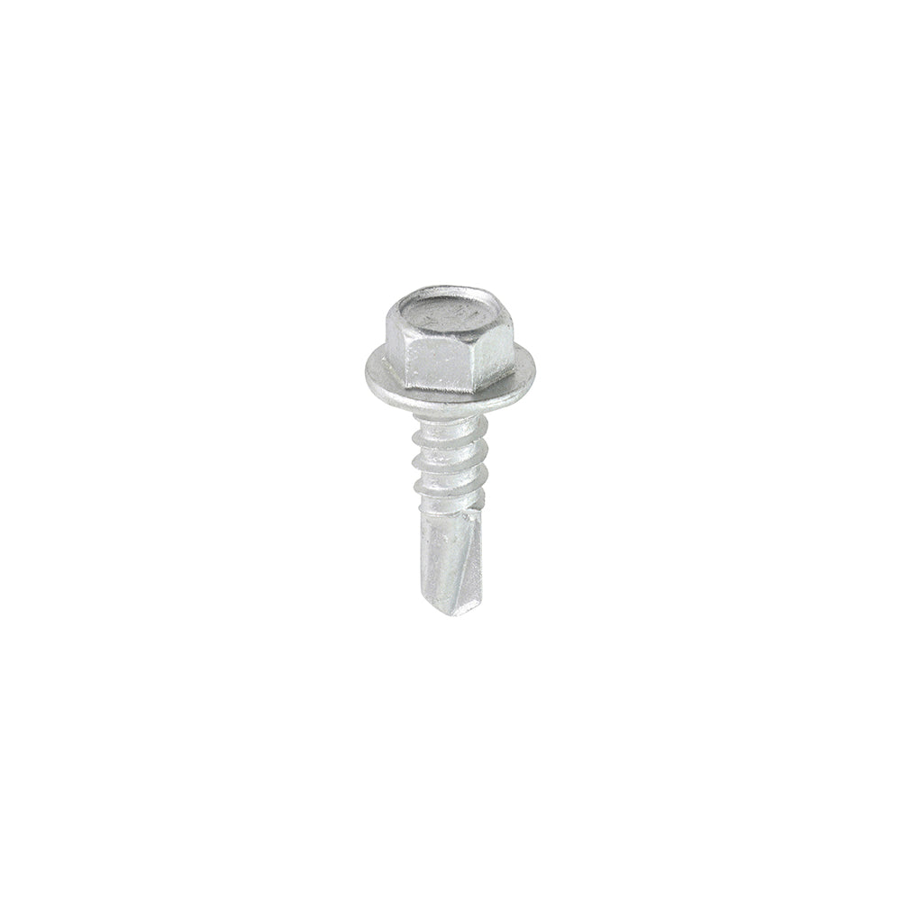 This is an image of Timco - Metal Construction Light Section Screws - Hex - Self-Drilling - Exterior - Silver Organic 5.5 x 19mm - (100 PCS Box) L19B